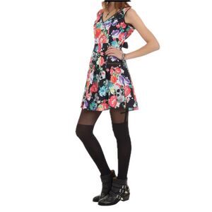 Iron Fist Roaming Flowers Floral Skull Back Bow Fairy Gothic Skater Dress XL